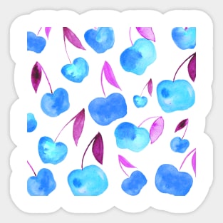 Watercolor cherries - purple and blue Sticker